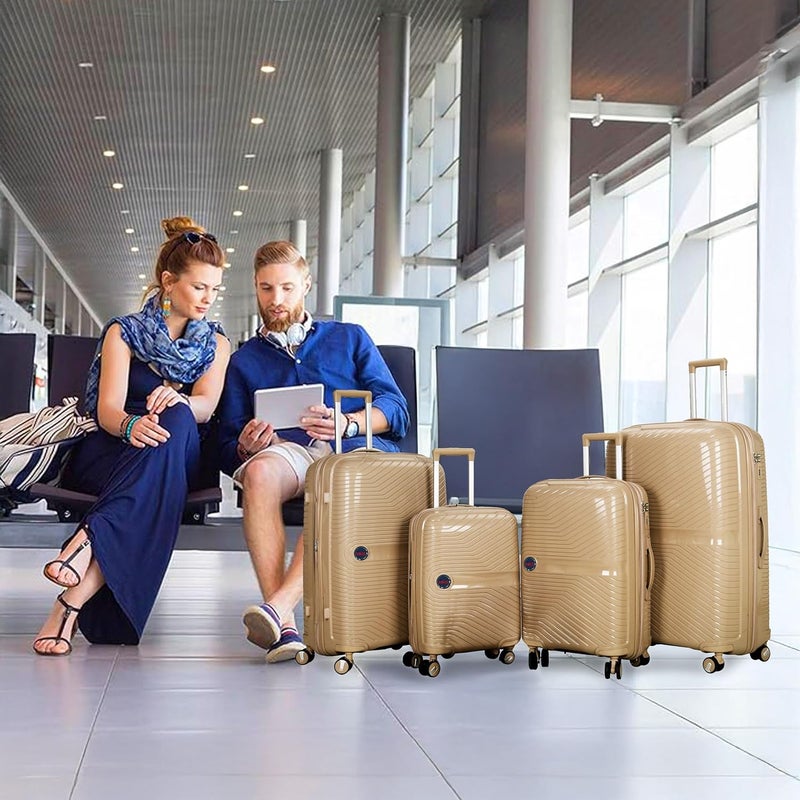 طقم حقائب السفر سولو بي بي ترولي - حقيبة سفر قابلة للتوسيع مع 4 عجلات وسحاب مضاد للسرقة (بيج) - Image 4