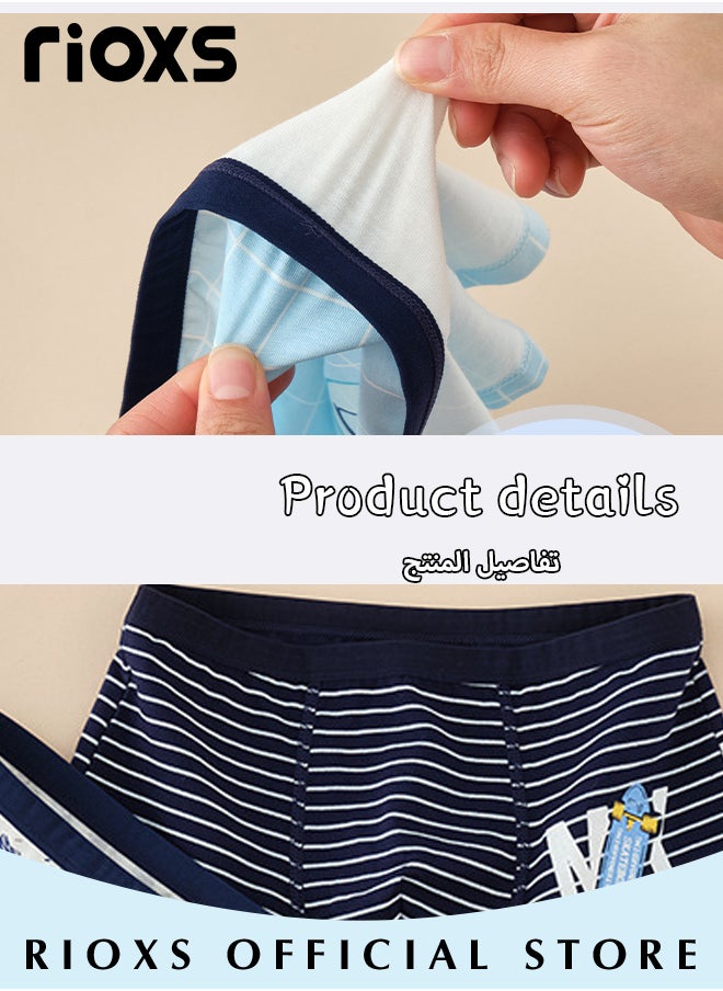 RIOXS - Teen Boys 3 Pack Cotton Brief Underwear Set Printed Briefs Breathable Boxer Underwear For Kids 3-12 Years Comfortable Boys Underpants - Image 1