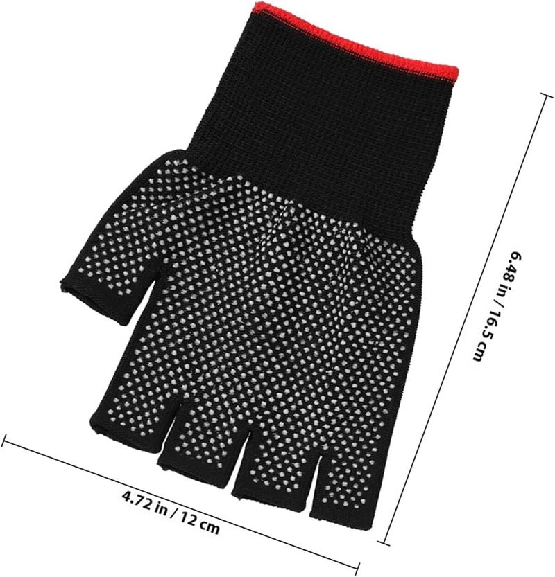 2 قطعة قفازات عمل بدون أصابع من النايلون الأسود المضاد للانزلاق لمستودع البريد والمهام الشاقة - Image 3