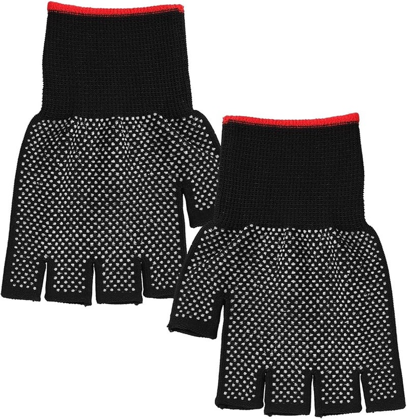 2 قطعة قفازات عمل بدون أصابع من النايلون الأسود المضاد للانزلاق لمستودع البريد والمهام الشاقة - Image 1