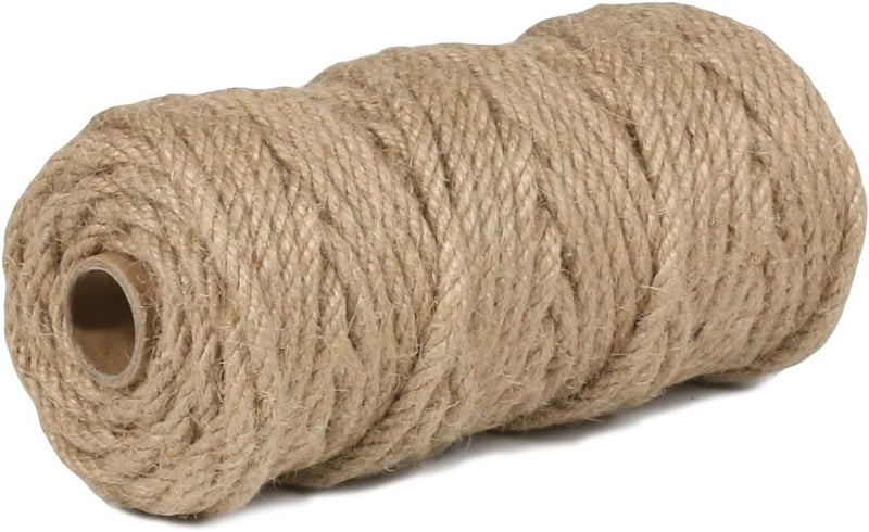 PH PERKHOMY PerkHomy 4mm Jute Rope 120 Feet Twisted Heavy Duty and Thick Twine Rope for Cat Scratcher Scratching Post Tree Craft Projects Gardening Home Decoration Packing Bundling (120FT * 4mm) - Image 3