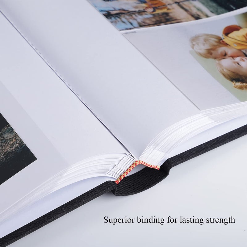 1DOT2 Photo Album with Writing Space 50 Pages 4x6 Photos Hold 200 or 5x7 Pictures Hold 100  Linen Cover Small Photo Book Albums with Memo for Anniversary Wedding Baby (Black) - Image 4