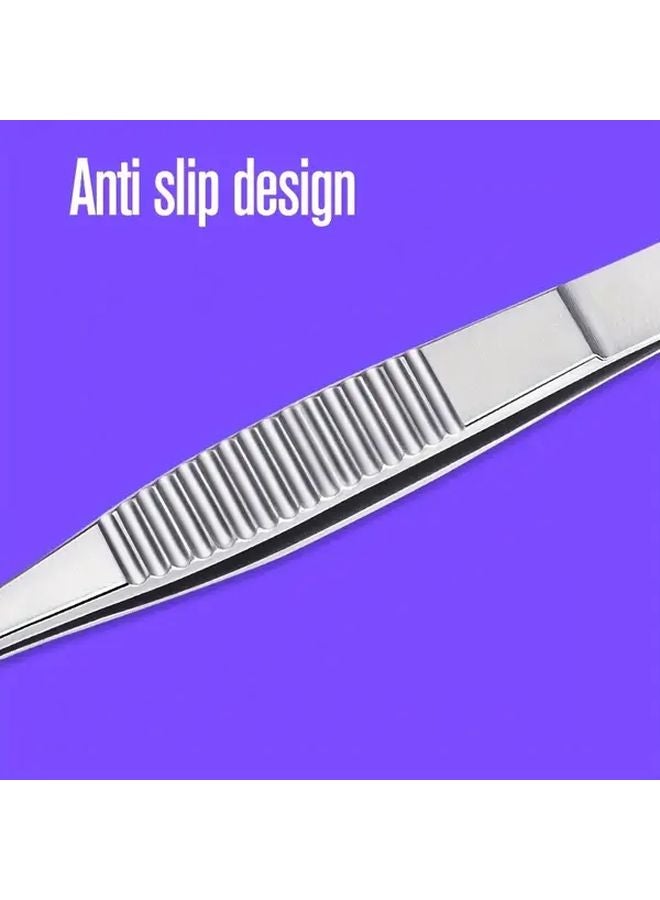 5 5 Inch Thickened Stainless Steel Toothed Tweezers With Anatomical Tip Anti Slip - Image 3