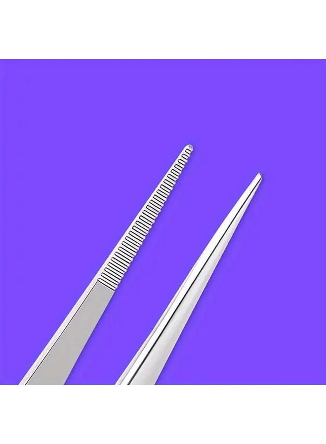 5 5 Inch Thickened Stainless Steel Toothed Tweezers With Anatomical Tip Anti Slip - Image 5