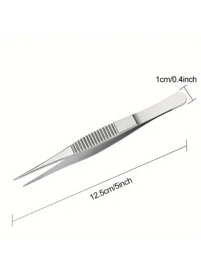5 5 Inch Thickened Stainless Steel Toothed Tweezers With Anatomical Tip Anti Slip - Image 4