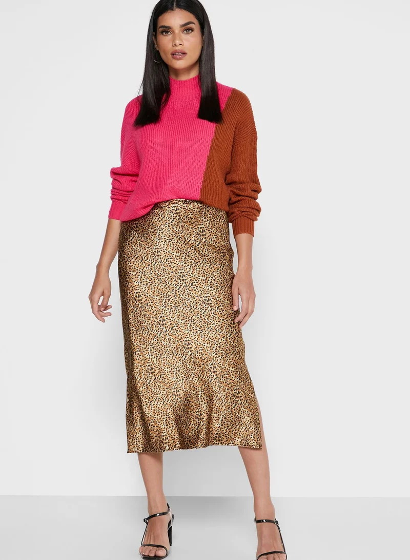 The Fifth Fiction  Colorblock Side Split Sweater