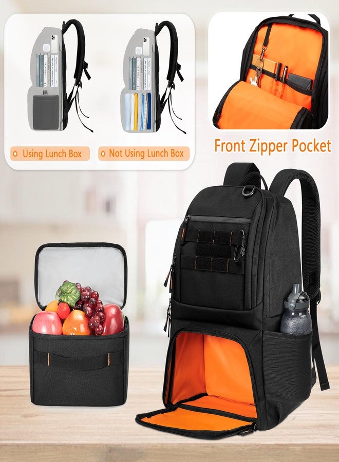 BAFASO Tactical Lunch Backpack for Women & Men, Lunch Box with Insulated Cooler Bag and 17 Inch Laptop Sleeve, Black - Image 3