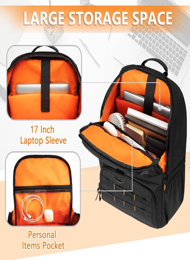 BAFASO Tactical Lunch Backpack for Women & Men, Lunch Box with Insulated Cooler Bag and 17 Inch Laptop Sleeve, Black - Image 2