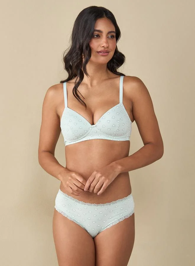 سبلاش فيڤ سروال بيكيني بطبعة قلب شاملة مع تفاصيل دانتيل
