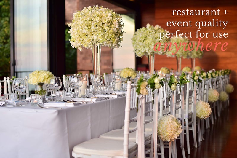 POMP PUPER WHITE 60 "" X 84 "" Poplin Polyester Tablecloth (4 Pack) | تجاعيد + وصمة عار مقاومة سهلة العناية النسيج الممتاز | يناسب طاولة المستطيل 5 أقدام - Image 3