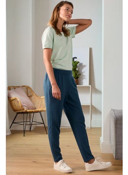 Women Regular Fit Plain Drawstring Jogger Pants, Pale Blue
