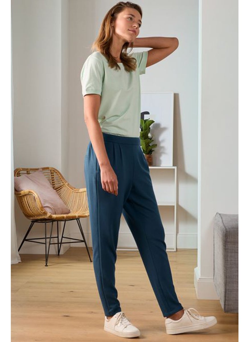 Tchibo Women Regular Fit Plain Drawstring Jogger Pants, Pale Blue  - Image 1