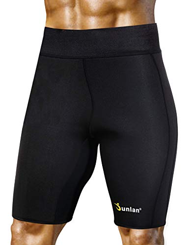Junlan Sweat Shorts for Men Sauna Suit Mens Body Shaper Sweat Sauna Neoprene Shorts(Black, 2X-Large) - Image 1
