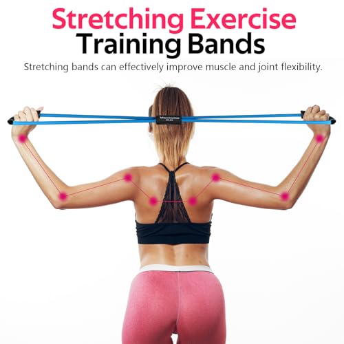 RENRANRING Figure 8 Fitness Resistance Bands with Handles - Exercise Tube Band Set of 3 for Arm and Shoulder Stretch, Rope 8 Word Elastic for Women and Men - Image 4