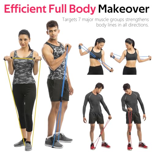 RENRANRING Figure 8 Fitness Resistance Bands with Handles - Exercise Tube Band Set of 3 for Arm and Shoulder Stretch, Rope 8 Word Elastic for Women and Men - Image 5