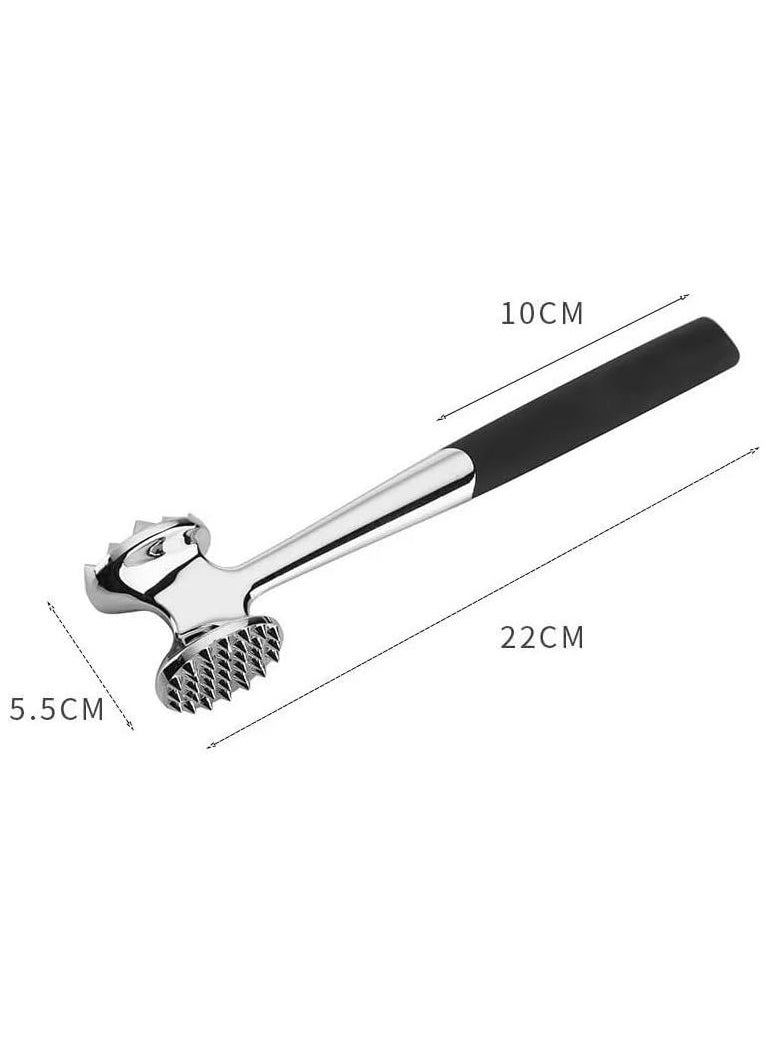 VIO - Double Sided Meat Tenderizer Hammer Heavy Duty Construction Kitchen Pounder Mallet Tool with Comfortable Grip Handle for Steak Beef Poultry Fish Meat Frozen Cuts Tenderizing Style 1 - Image 1