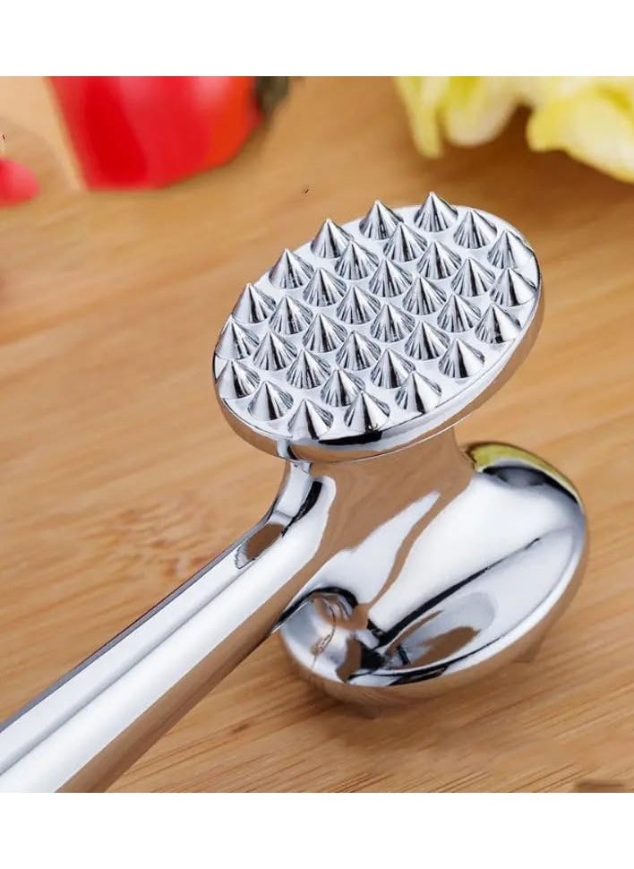 VIO - Double Sided Meat Tenderizer Hammer Heavy Duty Construction Kitchen Pounder Mallet Tool with Comfortable Grip Handle for Steak Beef Poultry Fish Meat Frozen Cuts Tenderizing Style 1 - Image 1