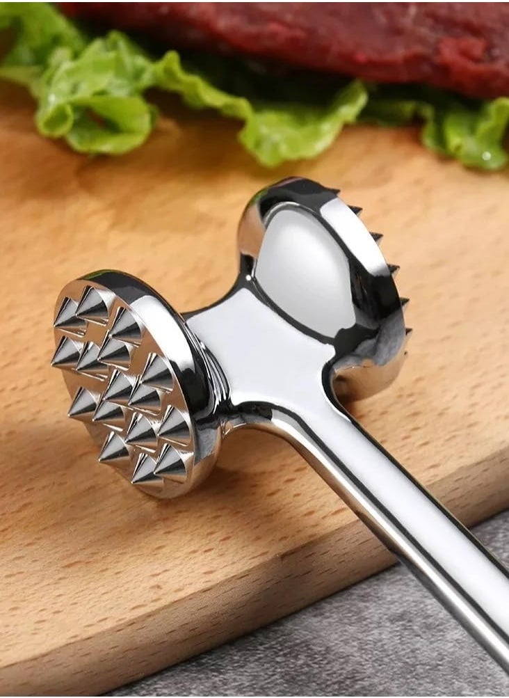 VIO - Double Sided Meat Tenderizer Hammer Heavy Duty Construction Kitchen Pounder Mallet Tool with Comfortable Grip Handle for Steak Beef Poultry Fish Meat Frozen Cuts Tenderizing Style 1 - Image 1