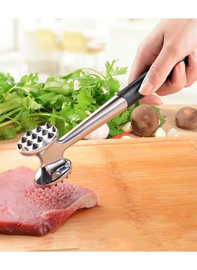 VIO - Double Sided Meat Tenderizer Hammer Heavy Duty Construction Kitchen Pounder Mallet Tool with Comfortable Grip Handle for Steak Beef Poultry Fish Meat Frozen Cuts Tenderizing Style 1 - Image 1