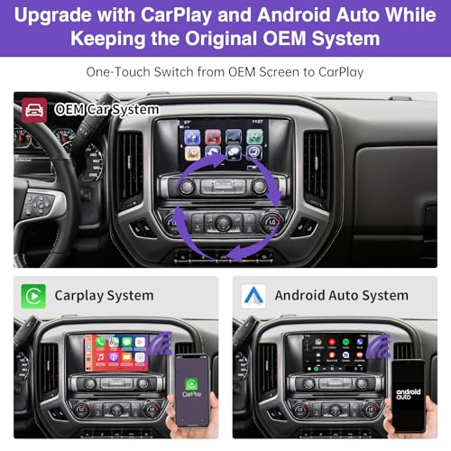 NINETOM 2026 Upgraded Wireless CarPlay & Android Auto Retrofit Module Compatible with Cadillac, Buick, Chevrolet and GMC (2014–2020) HMI 2.0 System, Supports Android Auto, Mirror Link - Image 3