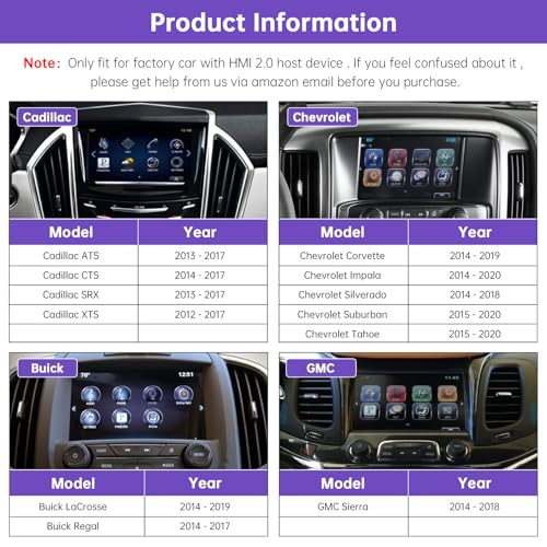 NINETOM 2026 Upgraded Wireless CarPlay & Android Auto Retrofit Module Compatible with Cadillac, Buick, Chevrolet and GMC (2014–2020) HMI 2.0 System, Supports Android Auto, Mirror Link - Image 2