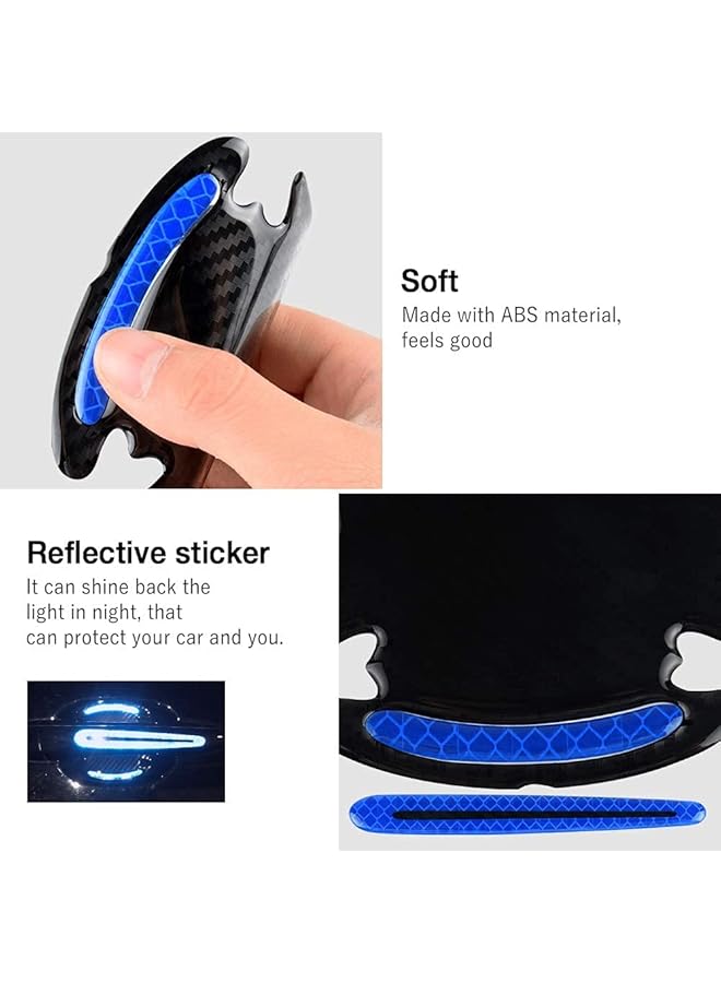 KASTWAVE Car Door Cup Handle Paint Scratch Protector Sticker 3D Carbon Fiber Universal Auto Door Handle Scratch Protection Cover Guard Film Car Door Handle Safety Reflective Strips (Blue) - Image 3