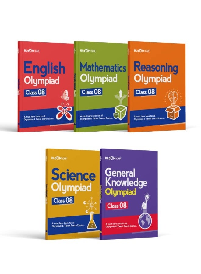 Bloom CAP Olympiad Science, Mathematics, Reasoning, English, General Knowledge Class 8 (Set of 5 books) 
