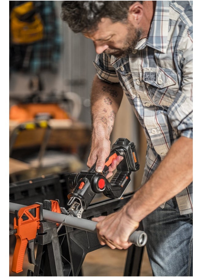 20V AXIS 2-in-1 Cordless Reciprocating Saw  Jig Saw Orbital Cutting Reciprocating Saw Pivoting Head Jigsaw Tool with Tool-Free Blade Change Power Share WX550L Battery  Charger Included