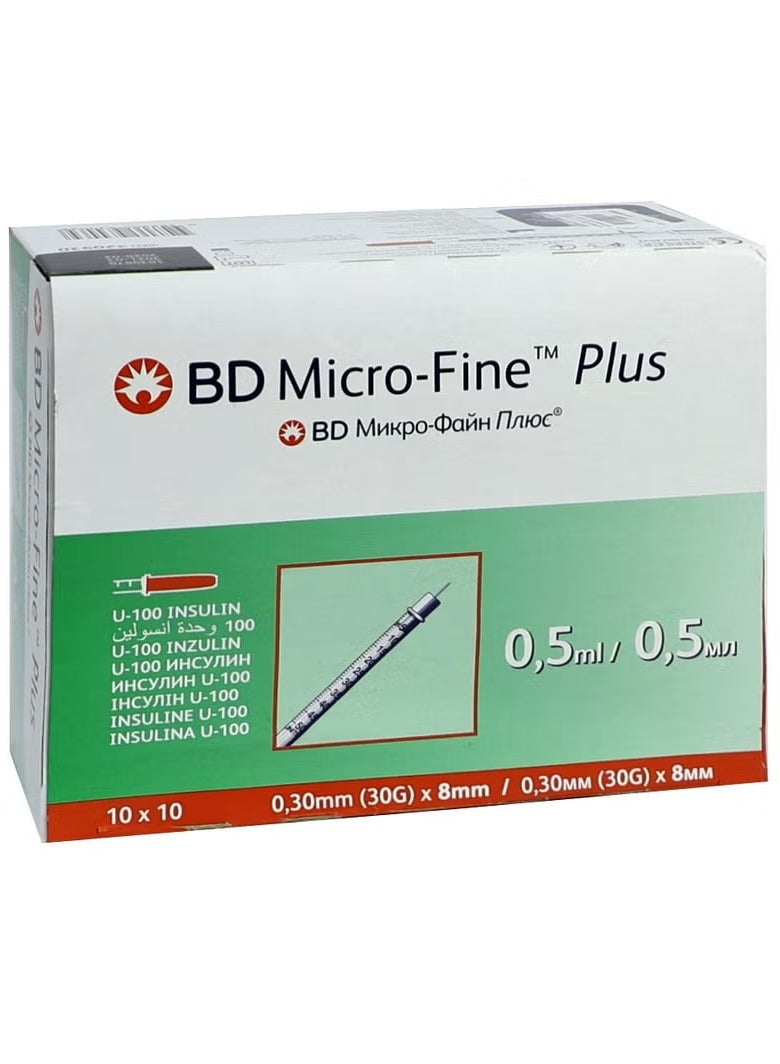BD Micro-Fine حقن الأنسولين BD MicroFine Plus 0.5 مل 30 جرام × 8 مم 100 قطعة - Image 1