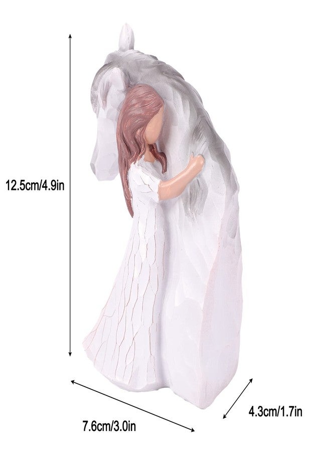 LUCKYBUNNY Girl Embracing Horses Statues, Hand-Painted Figurines Horse Gifts for Women, Memorial Figure Cowgirls Presents - Image 3