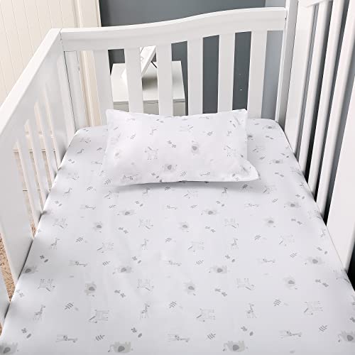 JISEN 3 Piece Crib Bedding Set Crib Quilt Crib Sheet Pillowcase - Soft Microfiber Printed Nursery Set for Baby Boys or Girls Gray - Image 4