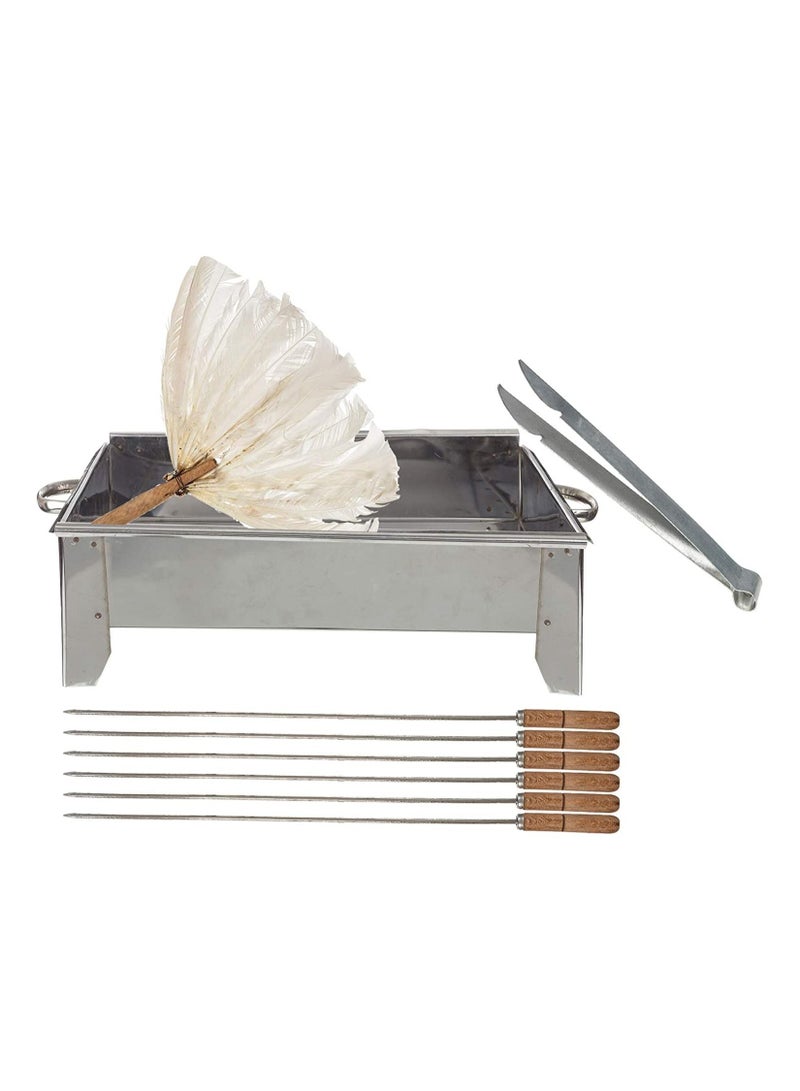 Stainless Charcoal Grill With BBQ Tool Set