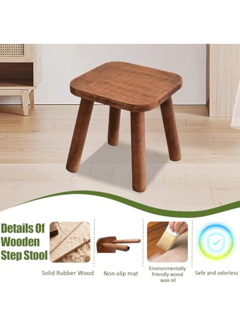 Arabest Wooden Step Stool for Adults & Kids - Multi-Functional Small Plant Stand, Footstool, & Toddler Chair - Durable, Easy Assembly, Portable, with Safety Pads - Classic 9.3" Design - Home Decor & Utility - Image 4