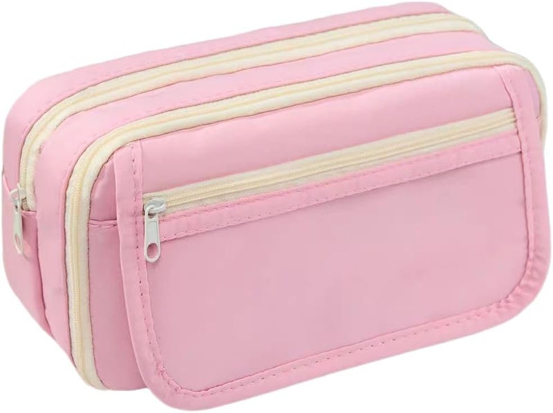 MsAnya Pencil Case Pen Bag, Muti-Layers Big Capacity Pencil Pouch Pen Organizer Durable Stationery Holder for Marker Organization School Supplies Office Storage Desk Organizing (pink) - Image 1