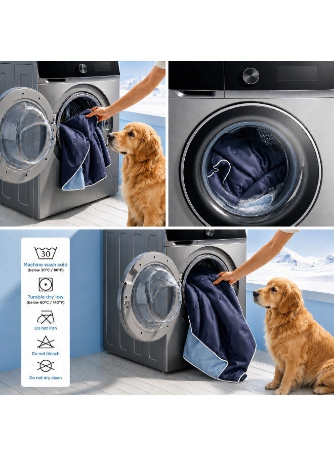 Premium cooling blanket, perfect for summer, a thoughtful gift for your pet, Breathable, washable, and heat-absorbing, this cooling blanket helps keep your pet cool on hot nights, Navy blue and light blue color scheme, 200 x 150 cm - Image 5