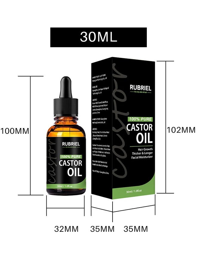 RUBRIEL - 100% Pure Castor Oil - Organic Pure Cold Pressed Castor Oil for Skin Nails Hair Growth Eyebrows and Eyelashes Hair Growth and Prevent Hair Loss Castor Oil for Eyelashes and Eyebrows - Image 1