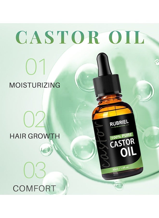 RUBRIEL - 100% Pure Castor Oil - Organic Pure Cold Pressed Castor Oil for Skin Nails Hair Growth Eyebrows and Eyelashes Hair Growth and Prevent Hair Loss Castor Oil for Eyelashes and Eyebrows - Image 1