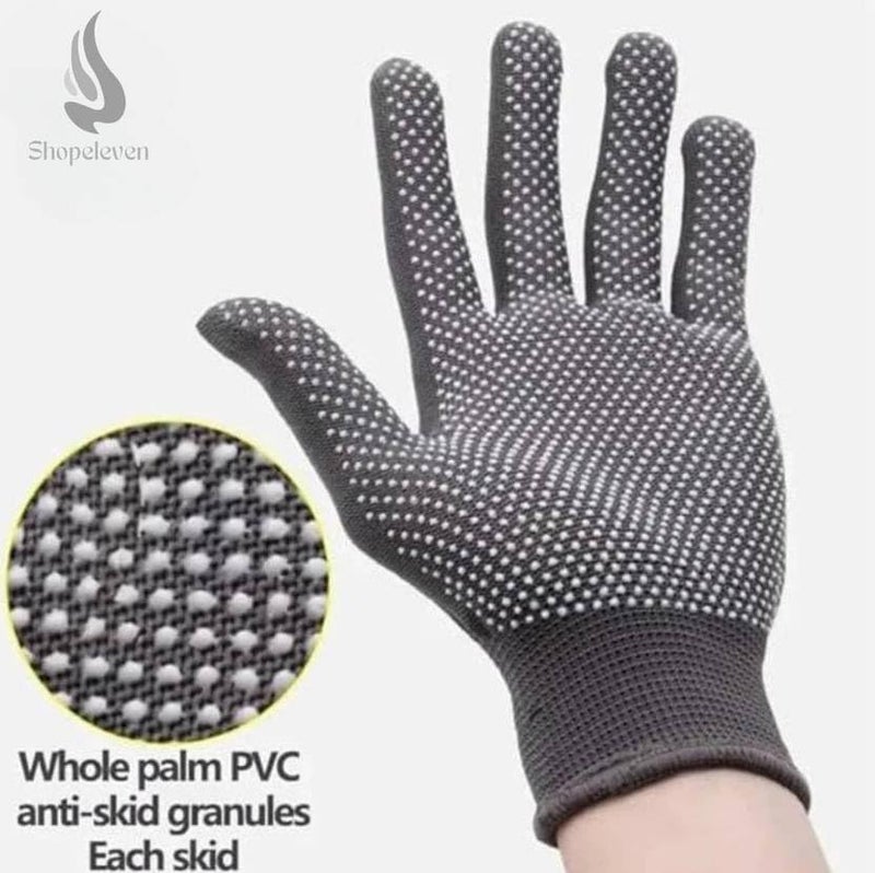 Shopeleven Black and White PVC Cricket Batting Gloves – Dotted Tennis Design for Men with Flexible and Secure Elastic Wrist - Image 4