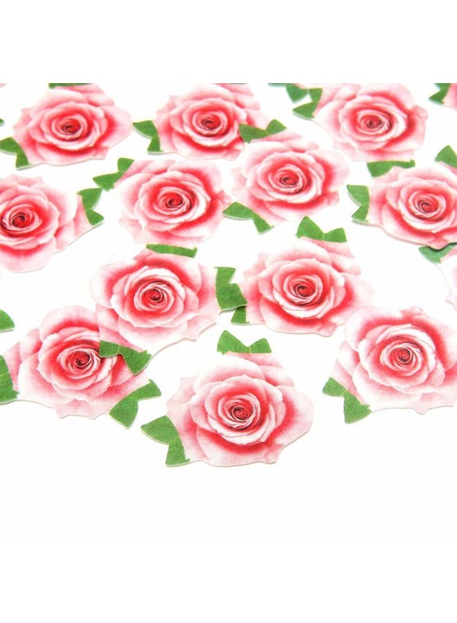 GEORLD 24pcs Edible Pink Rose Cupcake Topper Cake Toppers Party Decoration,Not 3D - Image 3