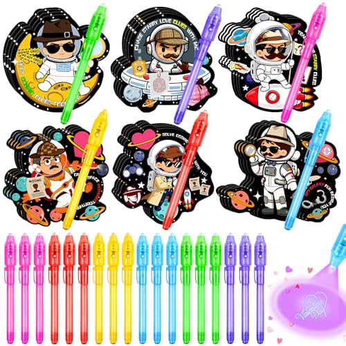 Zenoble 24 Pack Valentines Day Cards for Kids Classroom with Valentine Pens Valentines Magic Spy Pen Gifts for Classroom Exchange Rewards Party Favors Prizes - Image 1