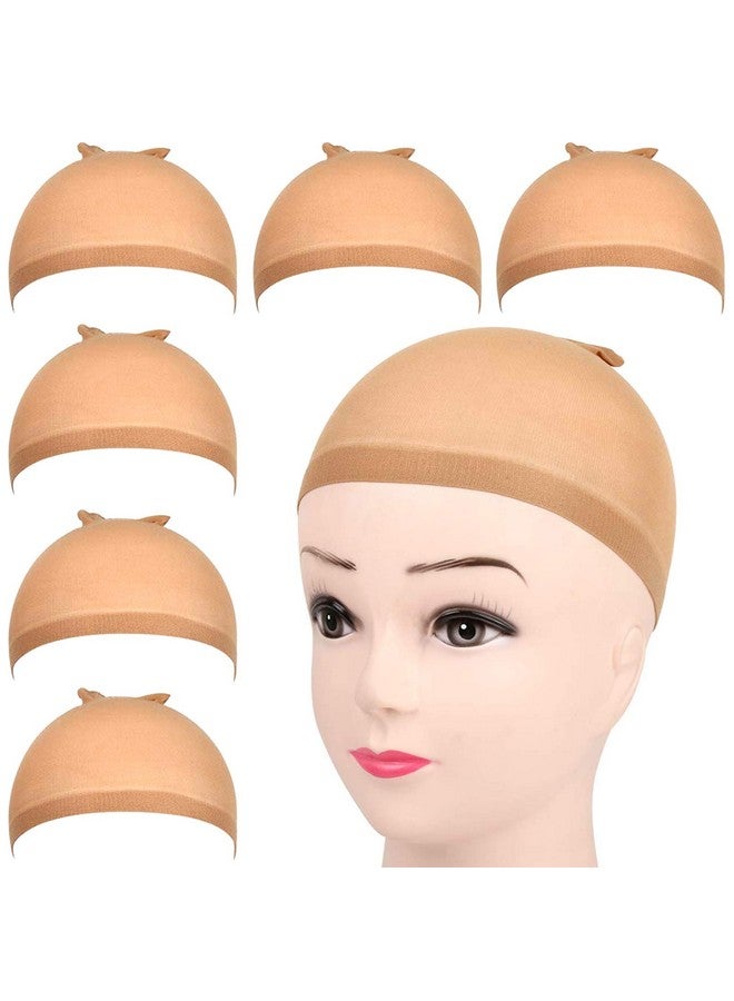 FANDAMEI 6 Pcs Stocking Wig Caps Light Brown Stocking Caps For Wigs Stretchy Nylon Wig Caps For Women Girls Kids - Image 1