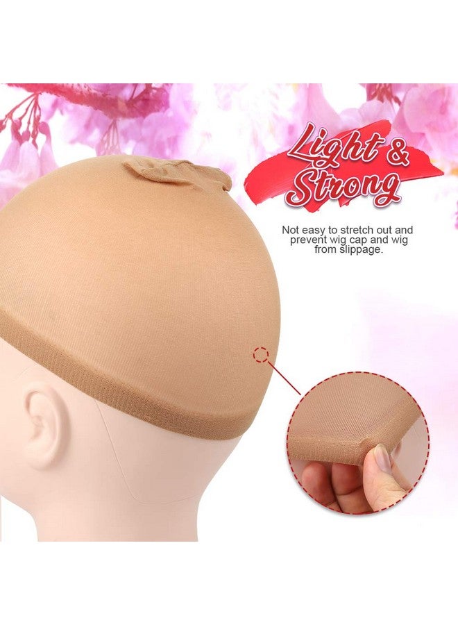FANDAMEI 6 Pcs Stocking Wig Caps Light Brown Stocking Caps For Wigs Stretchy Nylon Wig Caps For Women Girls Kids - Image 4