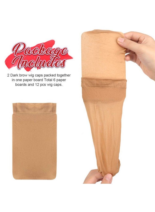 FANDAMEI 6 Pcs Stocking Wig Caps Light Brown Stocking Caps For Wigs Stretchy Nylon Wig Caps For Women Girls Kids - Image 2