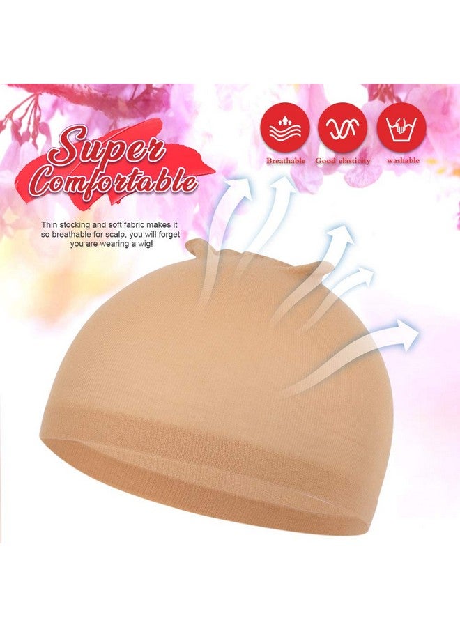 FANDAMEI 6 Pcs Stocking Wig Caps Light Brown Stocking Caps For Wigs Stretchy Nylon Wig Caps For Women Girls Kids - Image 3