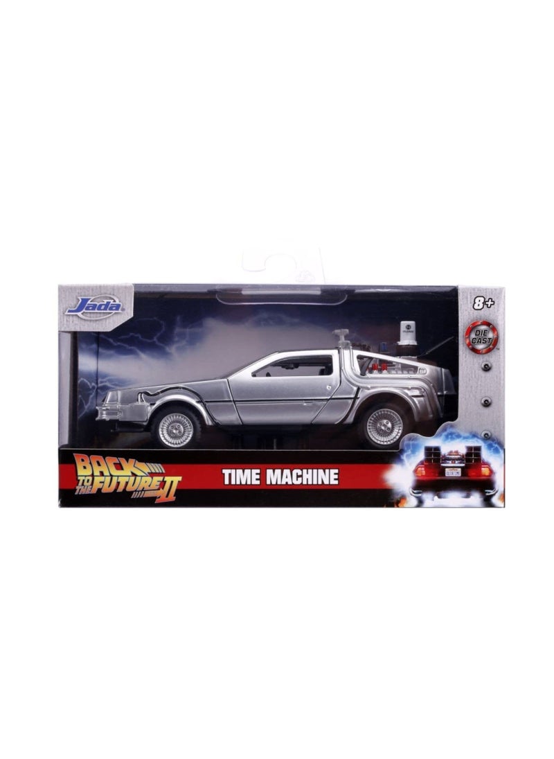 Jada Toys Jada Delorean DMC (Time Machine) Silver Back to The Future Part II (1989) Movie Hollywood Rides Series 1/32 Diecast Model Car  - Image 3