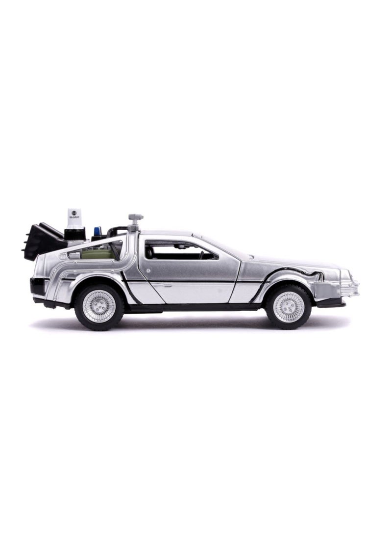 Jada Toys Jada Delorean DMC (Time Machine) Silver Back to The Future Part II (1989) Movie Hollywood Rides Series 1/32 Diecast Model Car  - Image 2