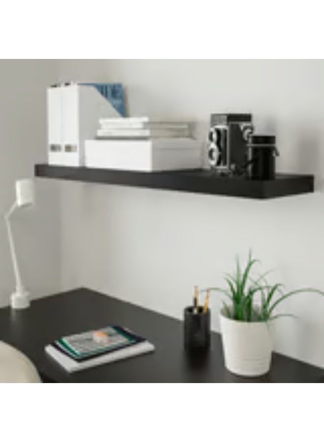 LACK SPECIALITY Modern Floating Wall Shelf (110x26 cm) -  Black Wood Finish | Heavy Duty Decorative Storage Rack for Living Room, Office & Kitchen - Image 5