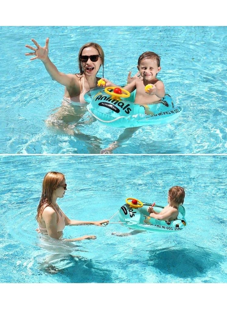 LIMOS Baby Inflatable Swim Float Seat Boat Pool Swim Ring for Toddler (Animal Green) - Image 4