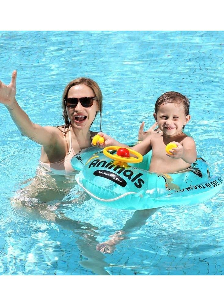 LIMOS Baby Inflatable Swim Float Seat Boat Pool Swim Ring for Toddler (Animal Green) - Image 2