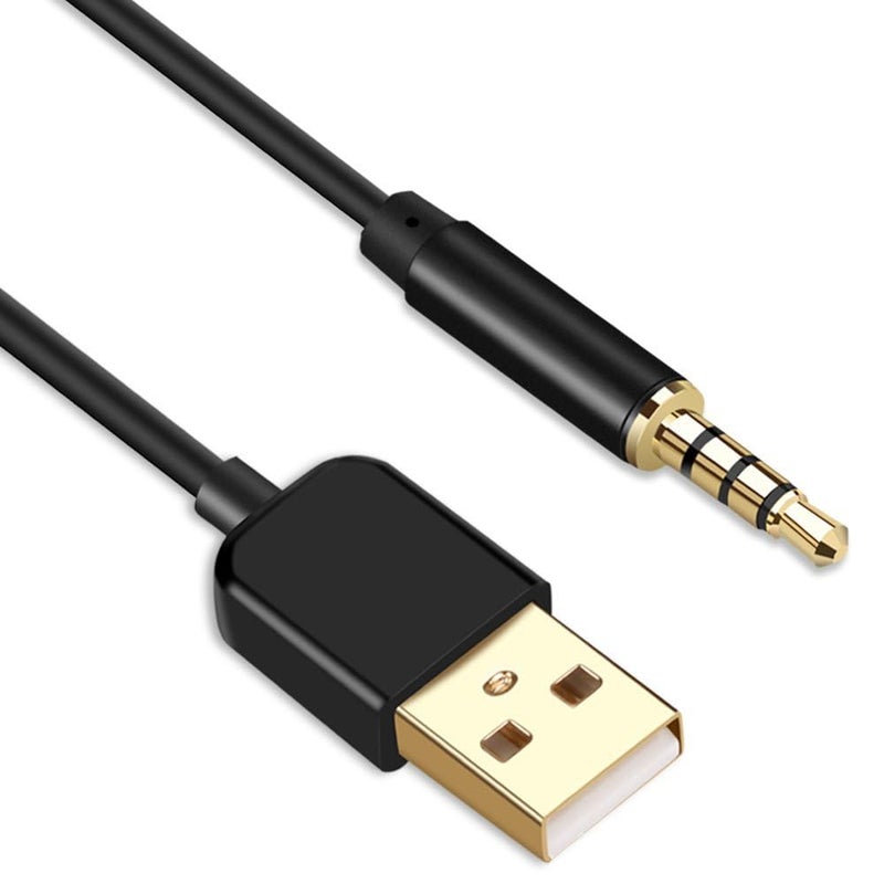AGPTEK 3.5mm Male AUX to USB Audio and Data Cable for iPod Shuffle, MP3, MP4, Recorders - 0.8M - Image 1